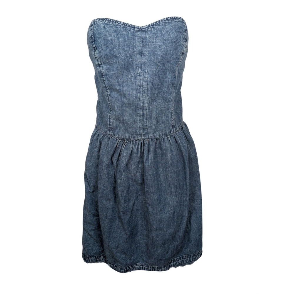 Arizona Jean Co‎ Strapless Denim Dress Medium Wash Blue Cotton Size L Sweetheart